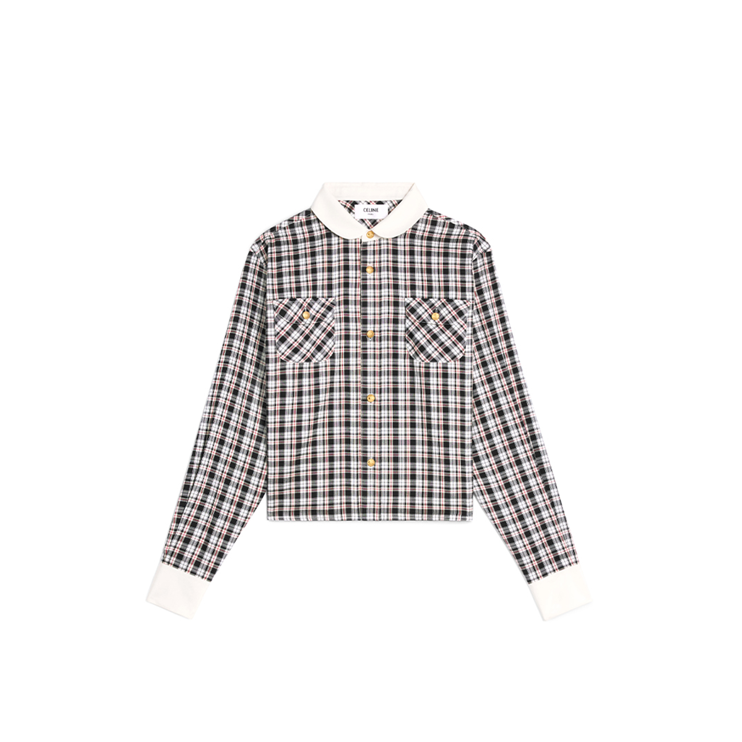 CELINE CROPPED SHIRT IN CHECK SILK 